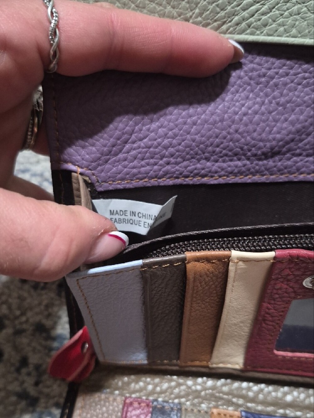 Multi-Color Patchwork Pleather Wallet Clutch - Picture 6 of 10